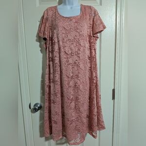 NWT Lane Bryant Pink Lace Swing Dress Size 18/20 Women's Plus
